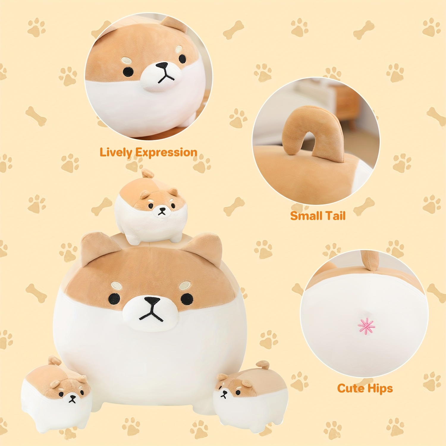 Cute Shiba Inu Plush Toy, Kawaii Soft Stuffed Dog Pillow for Kids And Adults, Squishy Animal Plushie for Home Decor, Cozy Throw Pillow, Adorable Birthday Gift for Girls And Boys