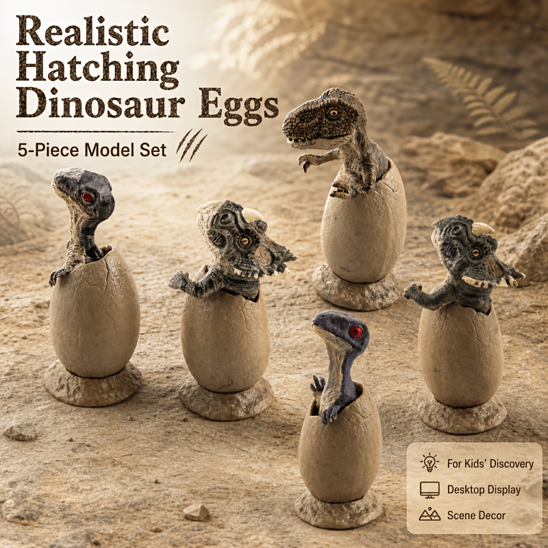 5pcs Dinosaur Egg Set with Display Base for Collectors