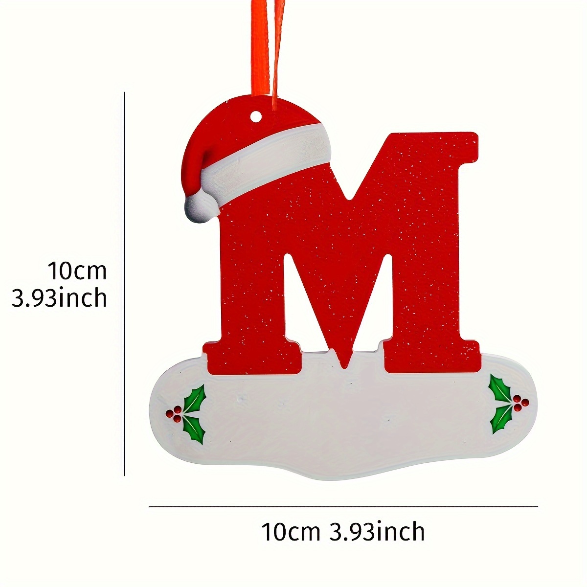 Image of 1pc Pvc Christmas Tree Decor Letter Pendant, With Santa Hat, Letter Home Decor Hanging Ornament, For Holiday Message, Featherless Vinyl Seasonal Decoration, No Electricity Christmas And New Year Decor