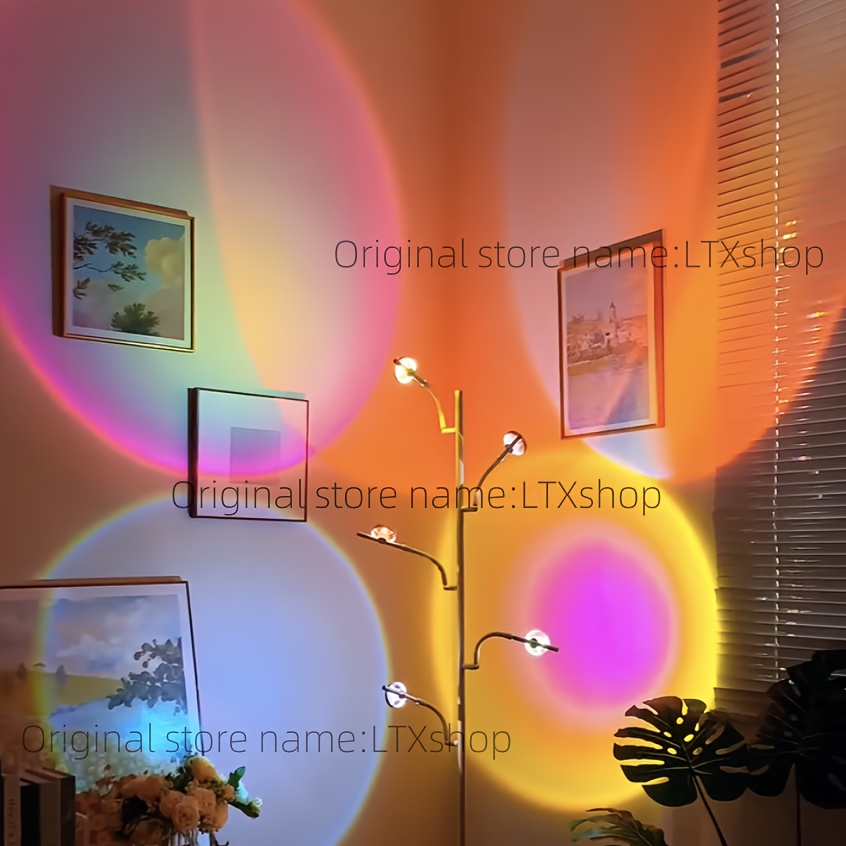 5 head sunset light multi color ambient background   degree rotating switching colors suitable for office living room bedroom dining   christmas gift adjustable arm usb powered  