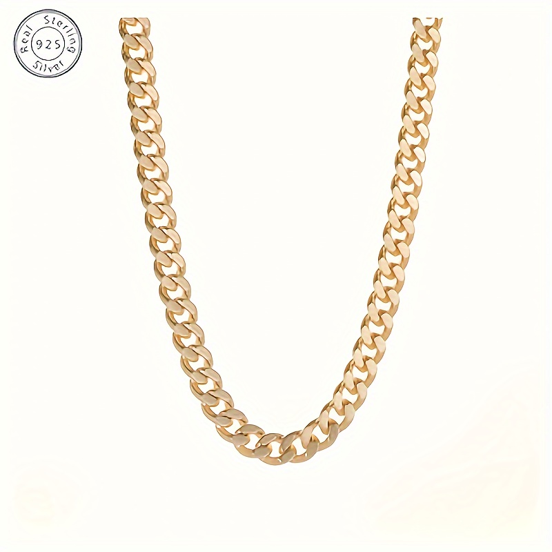 

A Polished 925 Sterling Silver Golden 5mm Italian Cuban Necklace, Chain Length 50cm/20in, Anniversary Birthday All Of Festivals To Give Your Her, Give A Box!