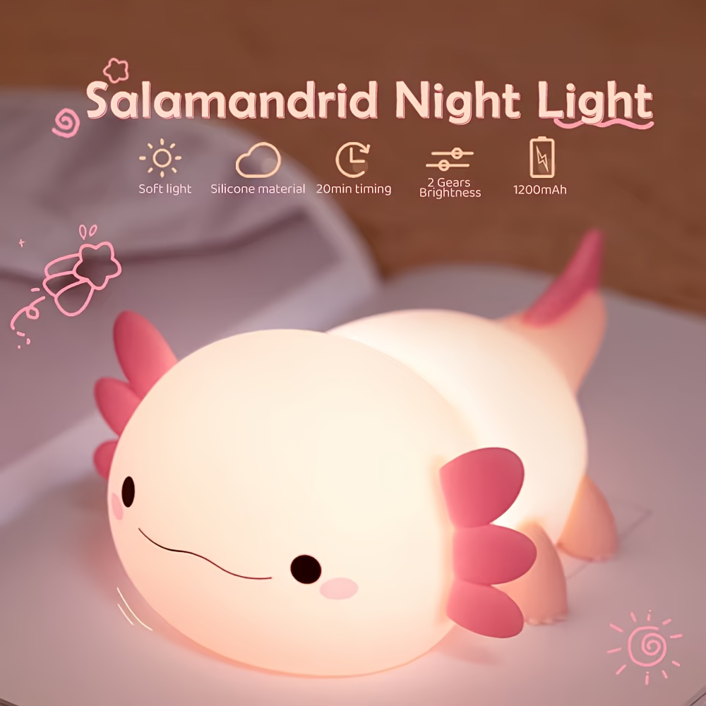 cute cartoon axolotl night   controlled with timer function and usb charging desk lamp bedroom living room dining room desk decoration led lights christmas and birthday gifts office lamp computer desk lamp gift ideas bedroom lighting whimsical lighting   design plastic construction rubber base room decor gifts Product details 6