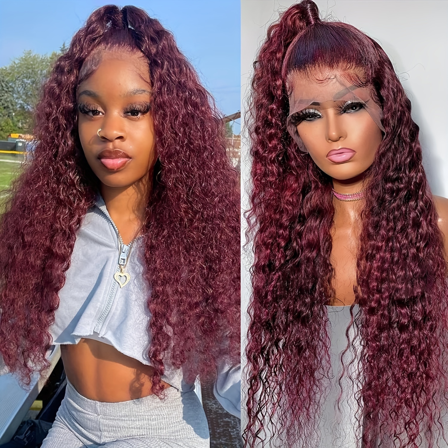 180 Density 13x6 Deep Wave Burgundy 13x6 Lace Frontal Wig 99j Red Curly 13x6 Lace Front Human Hair Brazilian Women 16 34inch