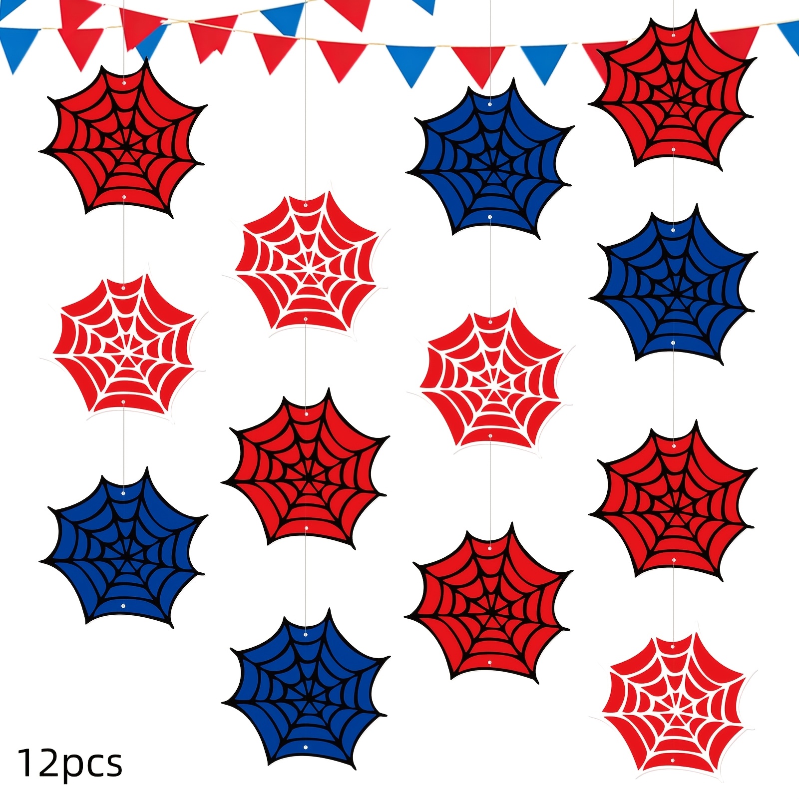TEMU 12/6 Pcs Web Streamer Theme Party Hanging Decorations For Birthday Red Theme Hanging Streamers Backdrops Ceiling Ornaments Banners Supplies For