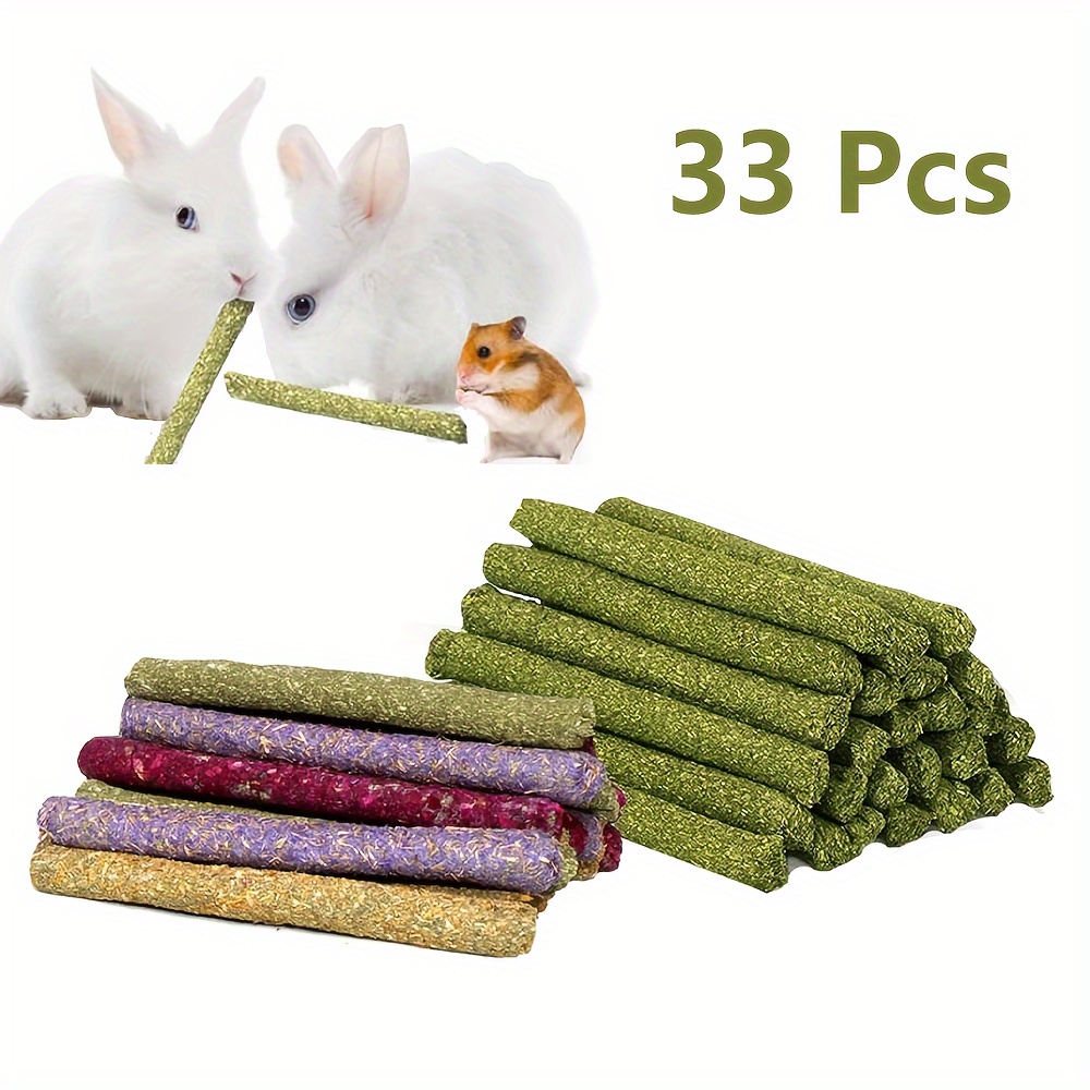 

33 Pcs Hay Sticks Rabbit Toys Bunny, Guinea Pig Toys Natural Hamster Toys For Teeth Handmade Treats And Chews Chinchilla Rat Gerbil