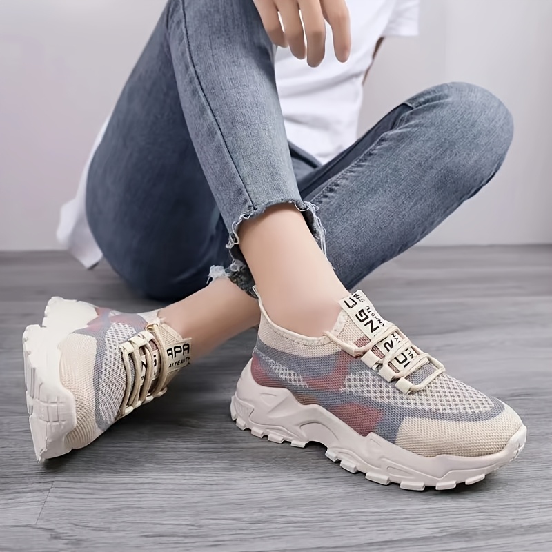 Baskets Femme Légères Respirantes — Semelle Souple Chaussures de sport décontractées et respirantes polyvalentes pour toutes les saisons, chaussures de sport tendance en maille à semelle souple pour femmes, chaussures pour femmes, baskets