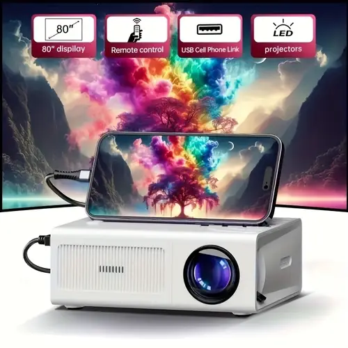 compact and portable high definition mini projector vivid 3 compatible with multiple devices suitable for outdoor camping home theater office halloween and christmas
