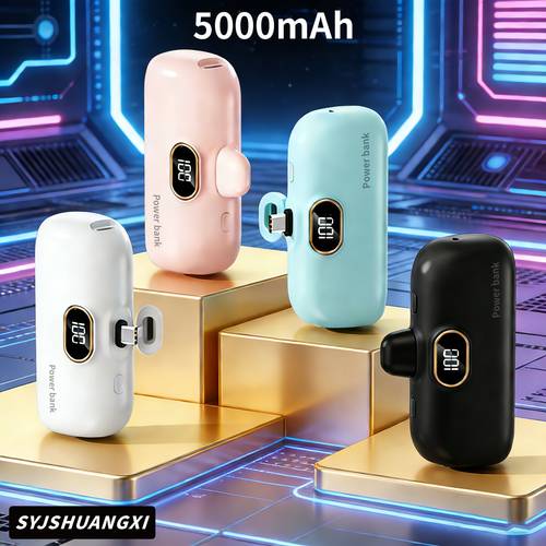 portable power bank 5000mah type c input 10 design in four colors compatible with ios and systems suitable for phones earphones tablets and devices