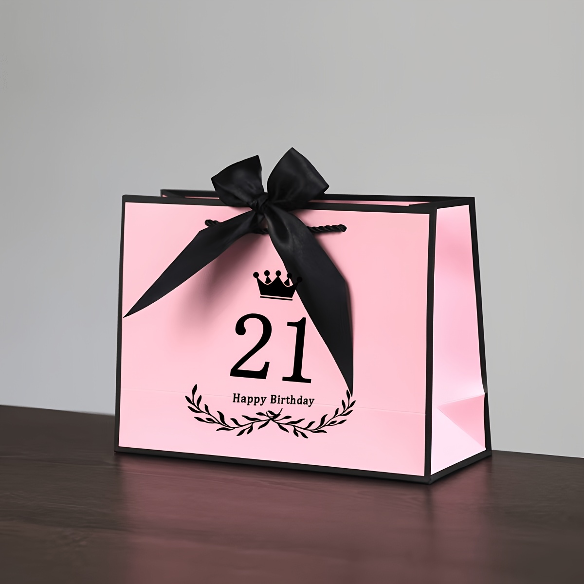 TEMU 21st Birthday Gift Bags With Ribbon, Portable Paper Gift Bags With Handles, Pink White Gift Bags For 21st Birthday Party Decorations 12...3