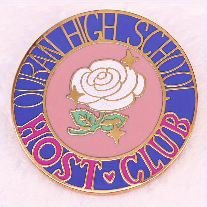 Charming 30Mm Anime Rose Brooch Pin - Cute Zinc Alloy With Uv Plating, Perfect For Everyday &amp; Party Wear