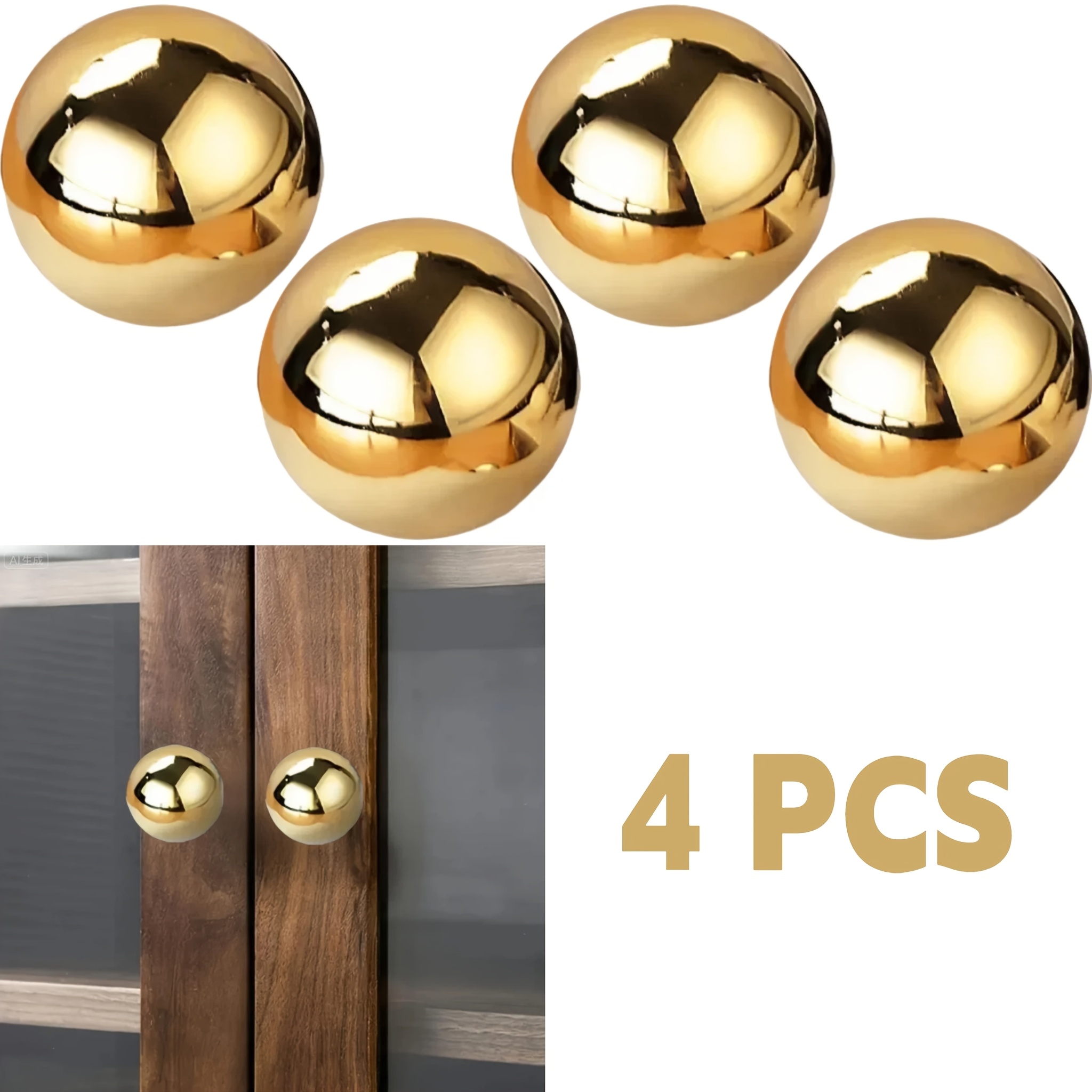 TEMU 4-pack Light Luxury French Spherical Door Handles, New Single Hole Abs Plastic Handles With Installation Screws, 0.79 X 0.75 Inches, Made Of Abs