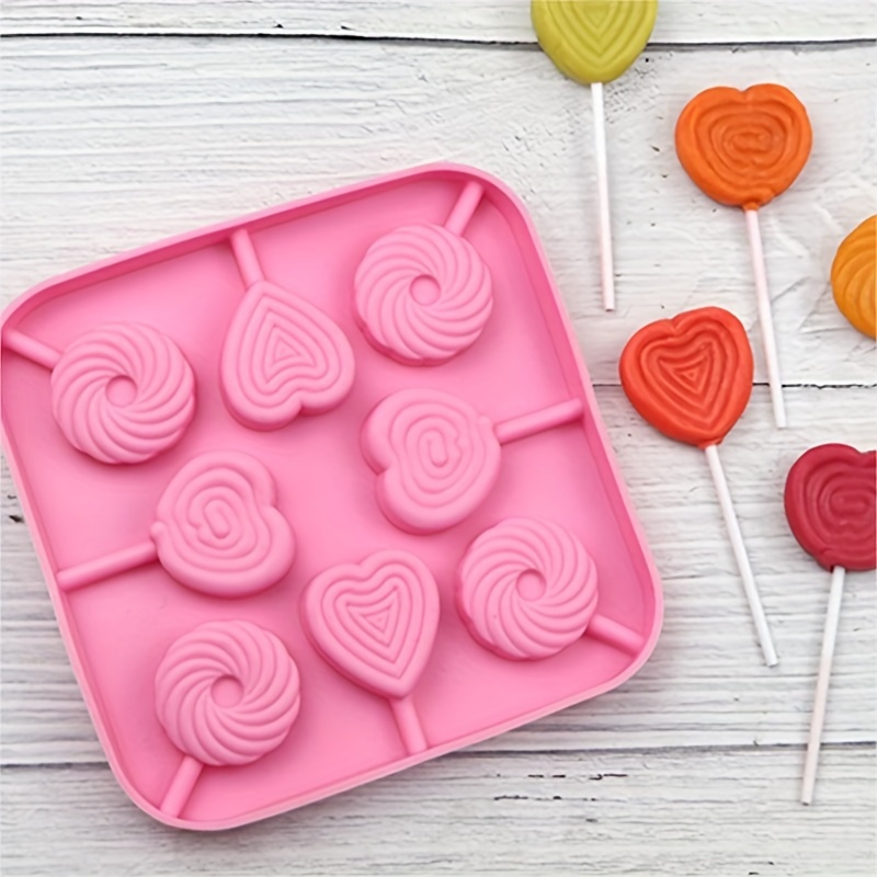 

1pc, 8-grid Love Circle Silicone Lollipop Mold, Without Stick, Diy Mold, Food Grade High Temperature Resistant, Suitable For Bakery Pastry Shop Eid Al-adha Mubarak