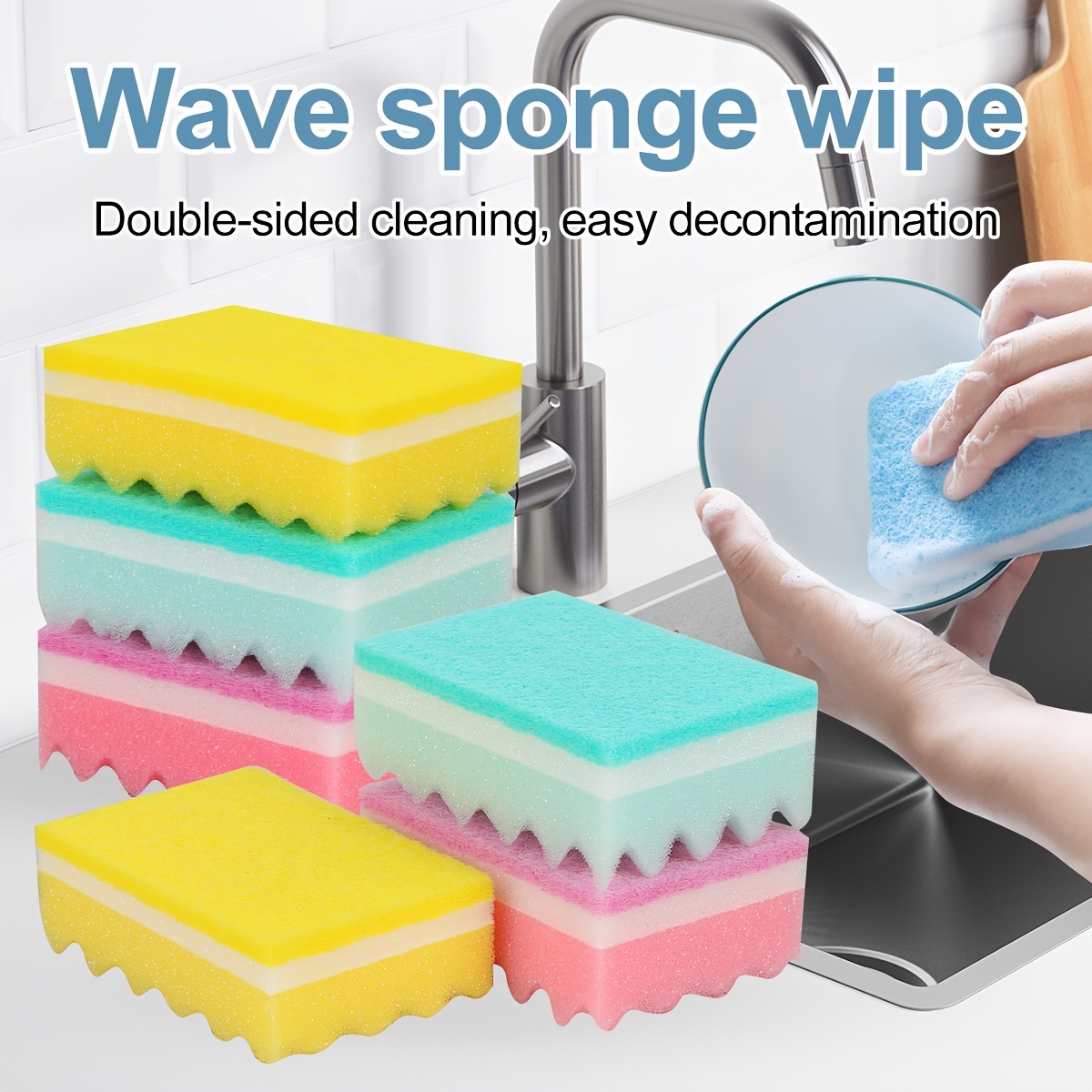 

Dishwashing Sponge Wipe Cloth Double-sided Absorbent Dishcloth Wave Stain Removal Scouring Pad Dishwashing Sponge Wipe Cloth Double-sided