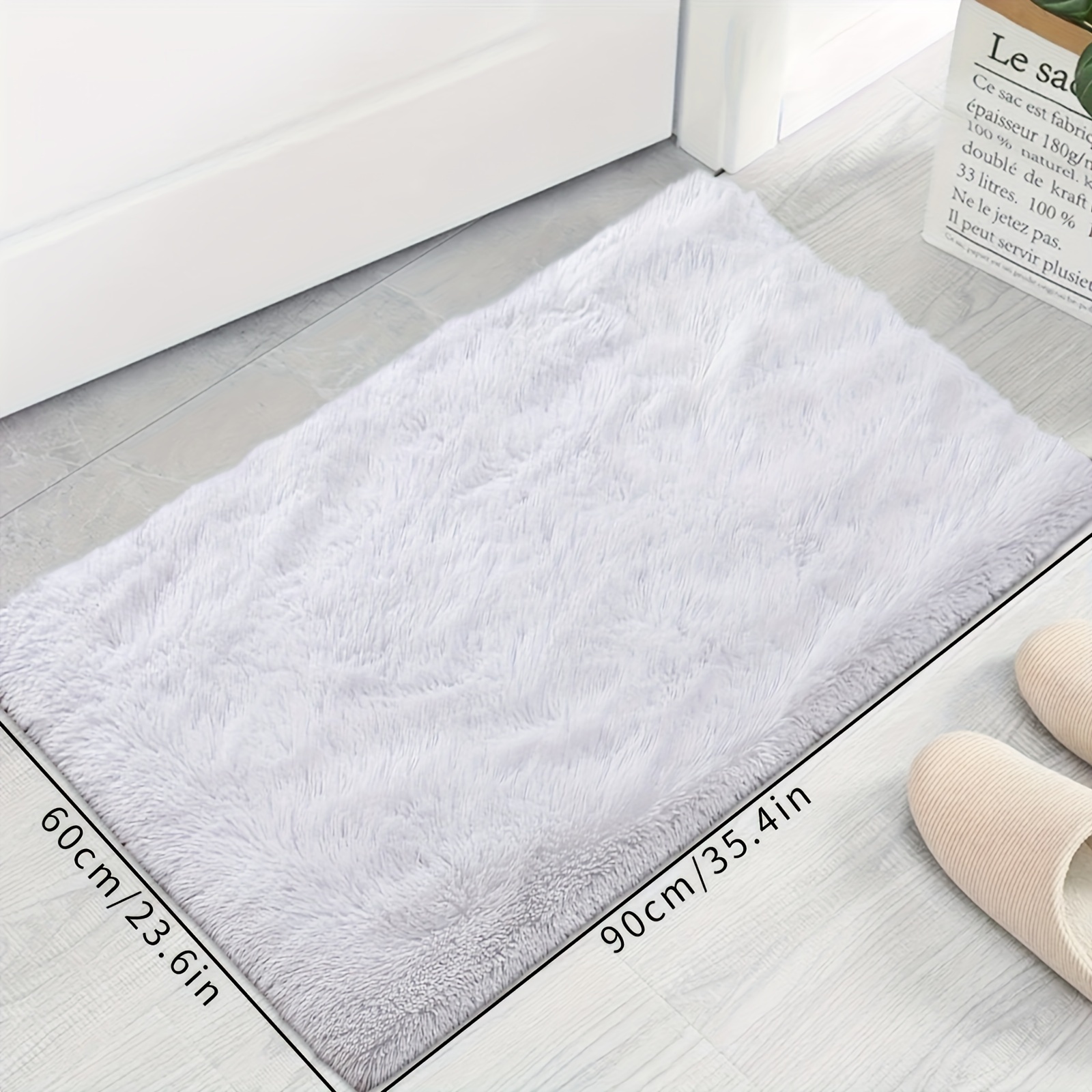 1pc ultra soft shaggy area mat plush fluffy light gray mat 63 x 31 5 ideal for bedroom living room dorm home decor machine washable polyester rectangular tie dye design rugs for living room details 6