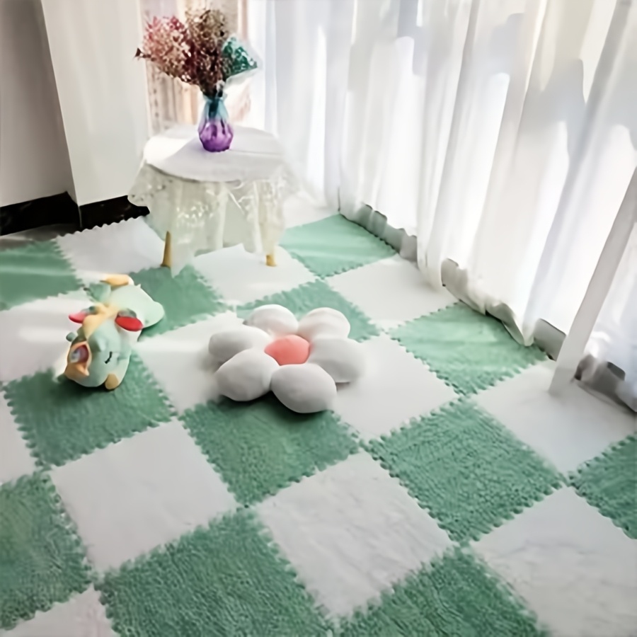 Dalles De Moquette Emboîtables 40 Pièces, Tapis De Sol en Mousse Puzzle, 0,39 Pouce D'épaisseur, Salon, Chambre à Coucher, Salon, 11,8 Pouces(Color:Beige+Kaki