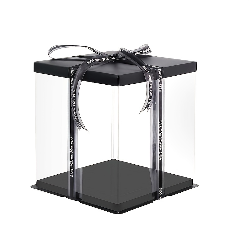 TEMU 5er-Pack Geschenkboxen für Partys Feiertage, nicht für Lebensmittelkontakt, schwarze transparente dekorative Aufbewahrungsboxen mit schwarzen