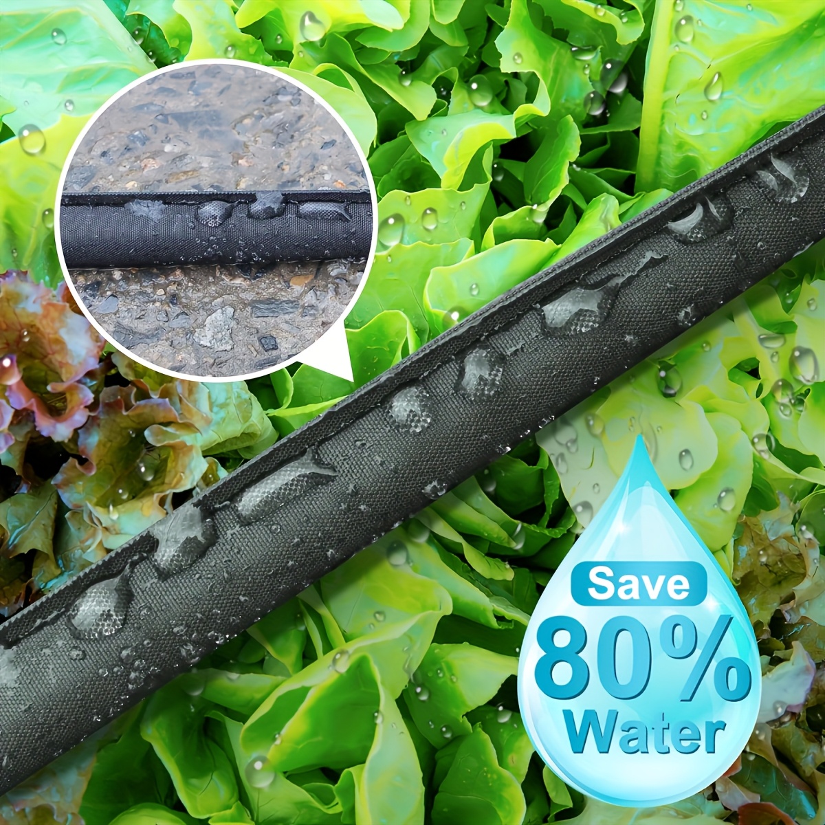 

Jorking Heavy-duty Black Garden Hose, 1/2" X 50 Feet, Universal Connector, Water-saving Drip Irrigation System, 80% Water Conservation, Plastic Material For Garden Bed