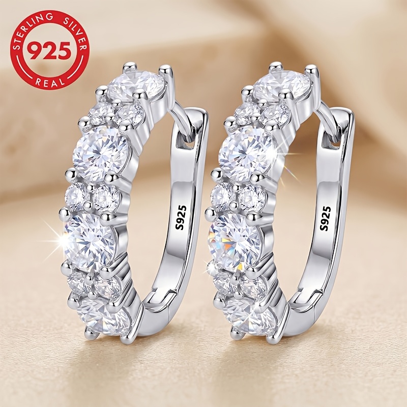 TEMU Boucles d'oreilles à de bague tendance pour femmes en argent sterling 925, élégantes, pour les vacances, style , luxueuses, , ensemble avec des