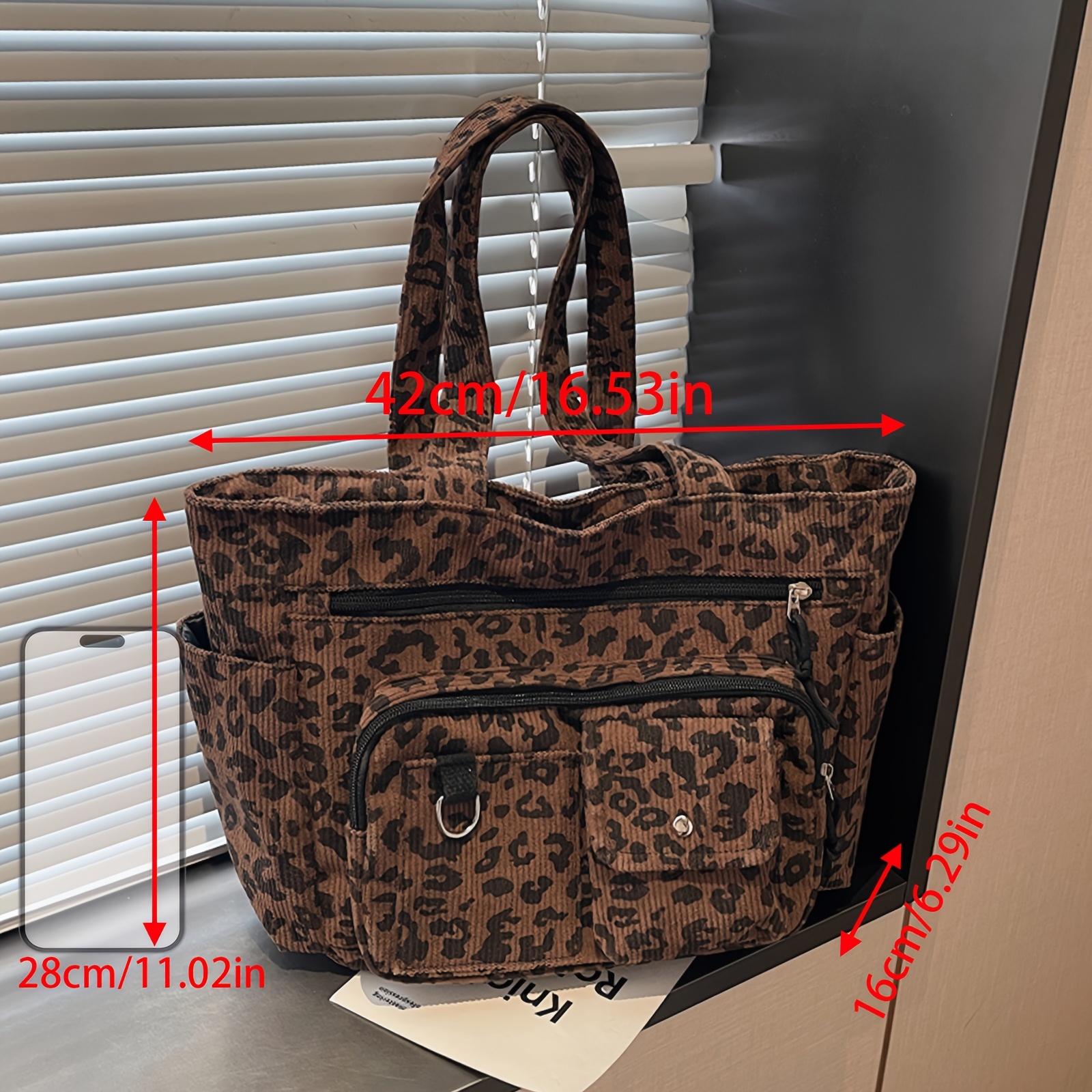 new corduroy fashion vintage style leopard print large - Temu