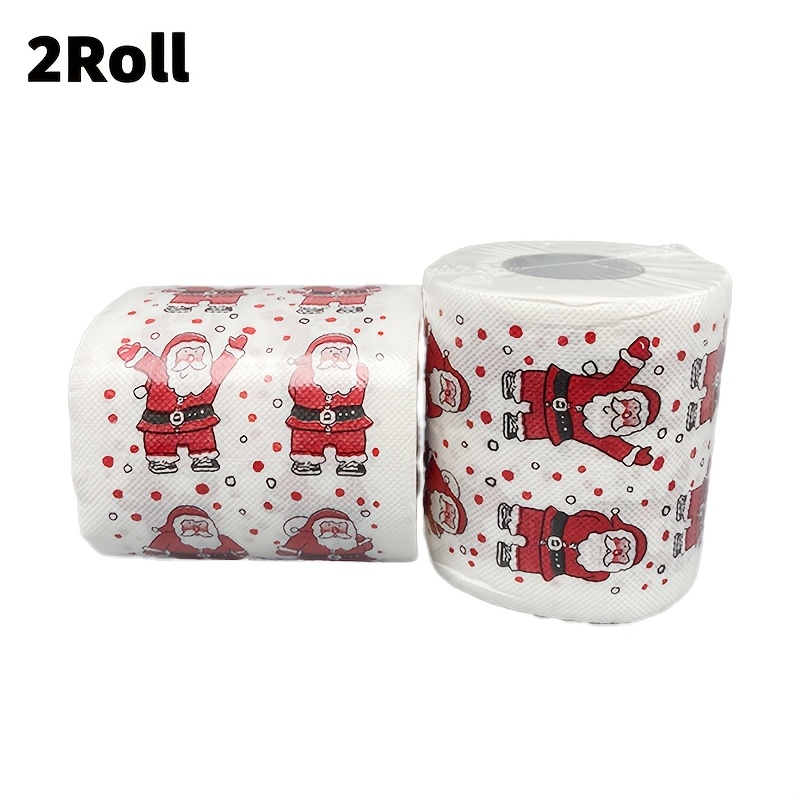 TEMU 2pcs New Santa Claus Creative Colored Christmas Printed Toilet Paper Roll, A Festive Gift Made From For