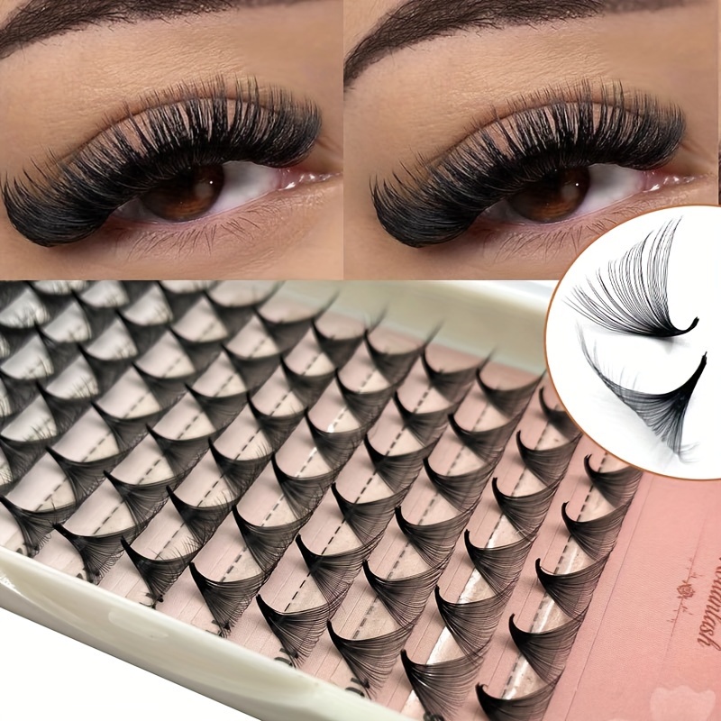 TEMU 72 Pcs Fan-shape False Eyelashes Dramatic Volume D Curling 40d Super Big Fans Thickness 0.05mm Premade Fans Eyelash Extensions - 8-15mm