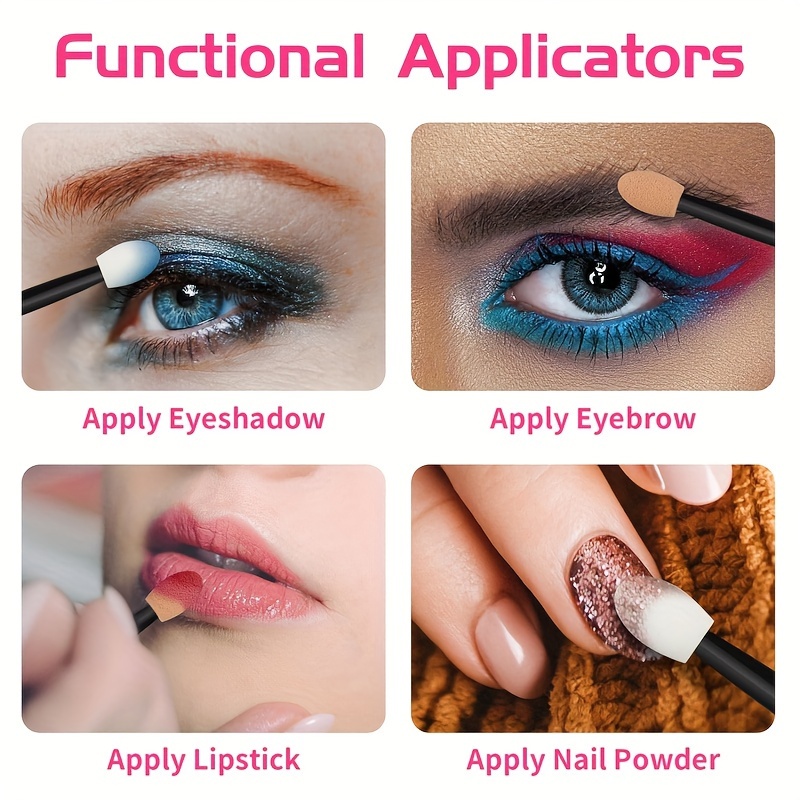 10-delige oogschaduw applicator set: dubbelzijdige oogschaduwkwasten, 6,5 cm eyelinerpotloden en make-upsponsjes voor professionele applicatie