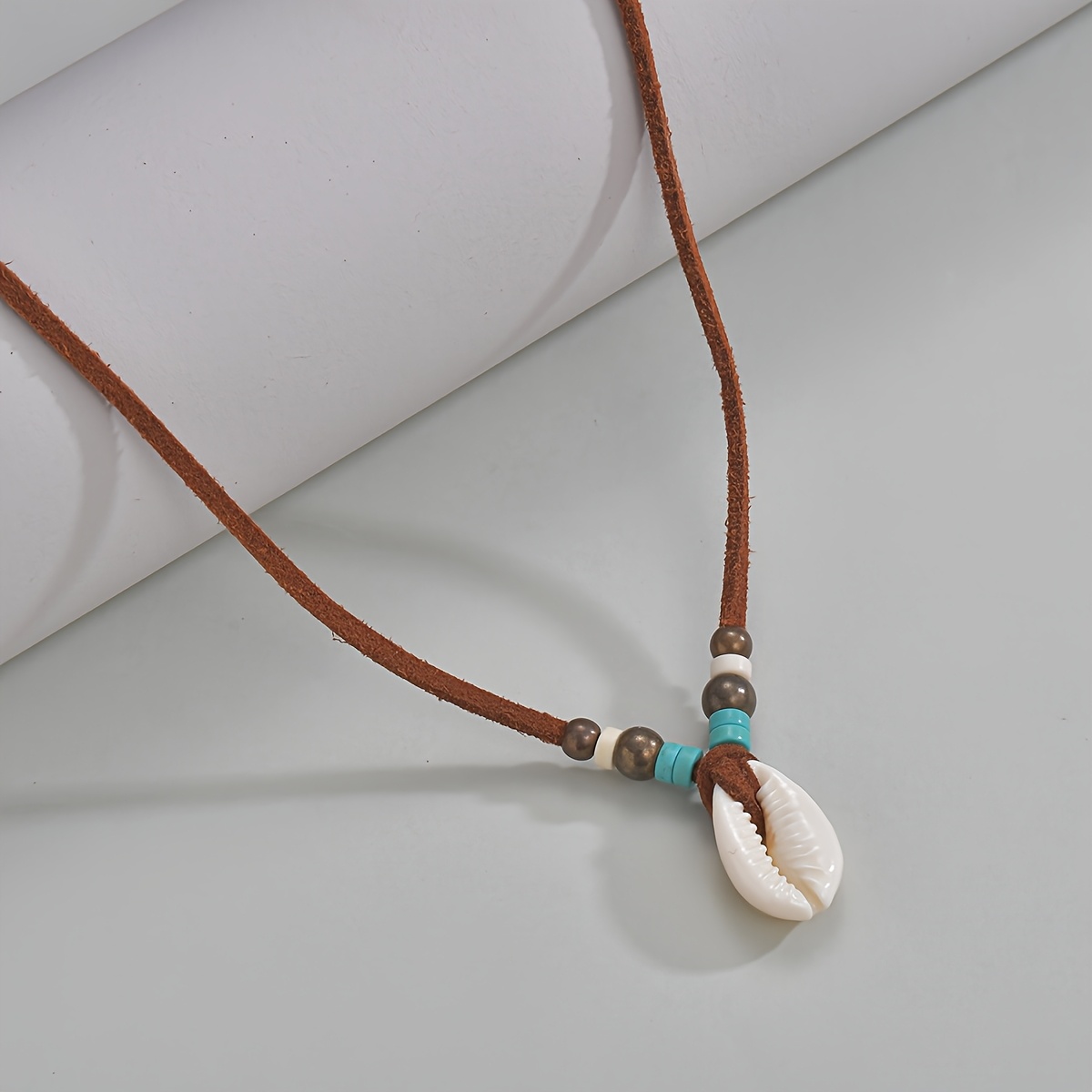Bohemian Folk Style Shell Beaded Woven Necklace, Adjustable