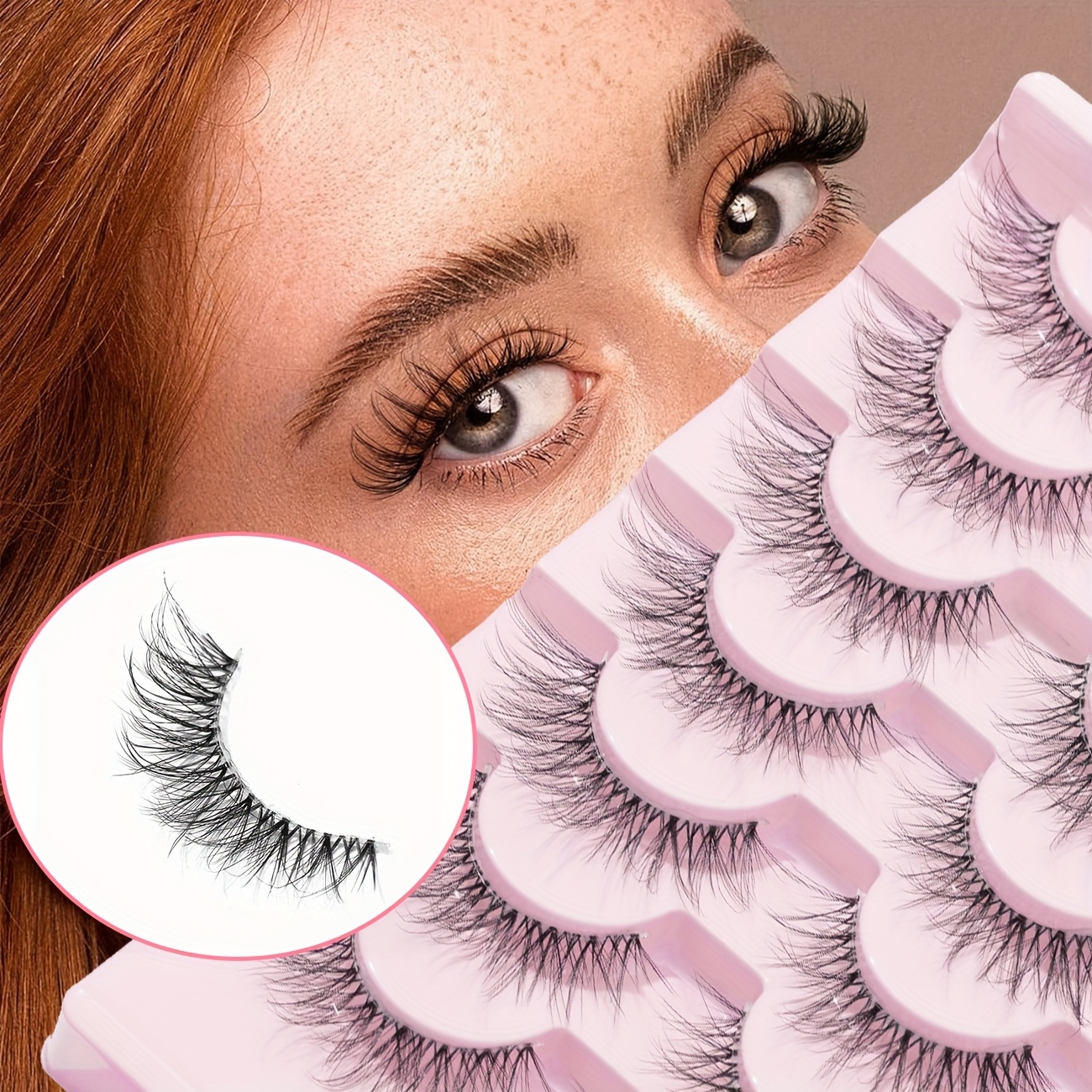 7 Pairs Of 5d Layered Messy Long Transparent -style False Eyelashes Hj-220