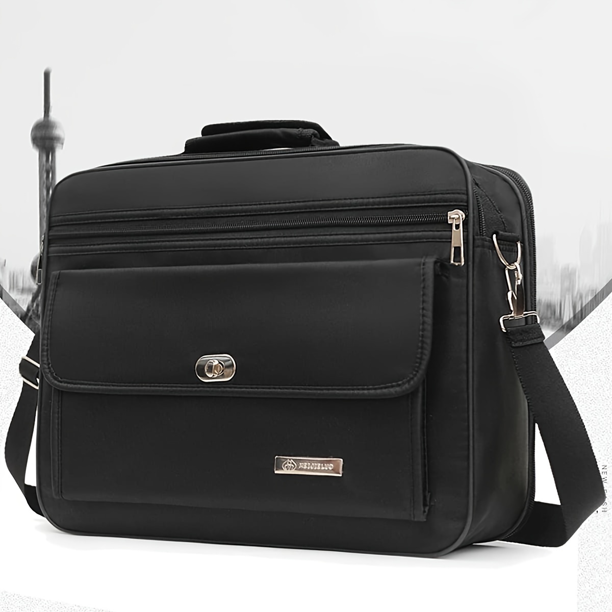 

Crossbody Bag With Zipper Closure, Commuter Bag, Briefcase, Slim Laptop Bag For And Daily Use