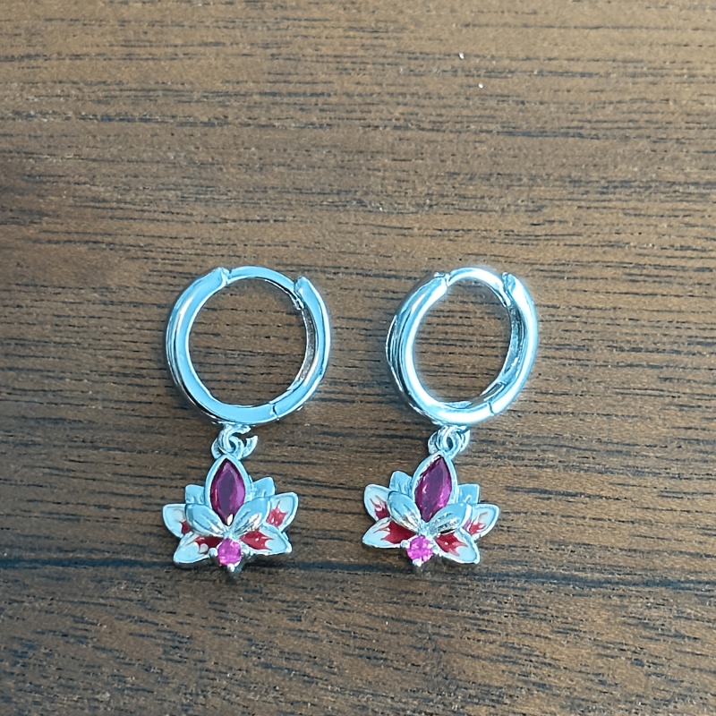 TEMU 2pcs Lotus Earrings, Exquisite And Design, Suitable For Parties, Travel, Birthday And Holiday Gifts, Fine Jewelry Women's Fashion Additions,