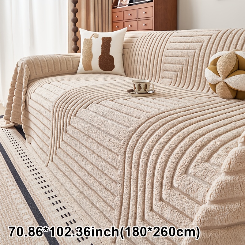 TEMU 1pc Plush Sofa Throw, Pet Friendly, Full Armrest Cover Protection, Suitable For Single, Double, Triple, And Sectional Sofas, Blanket Cover