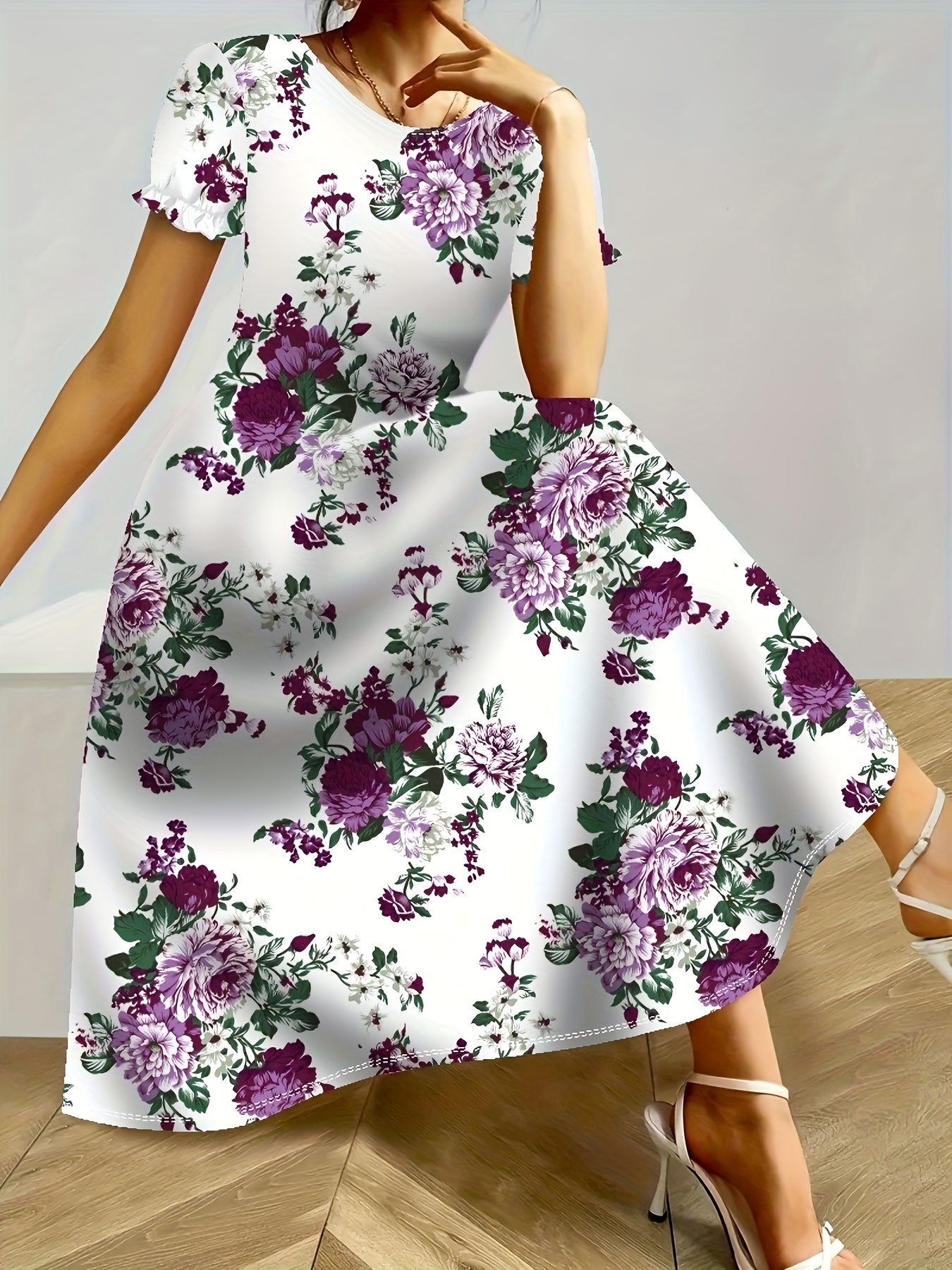 chinese dress ladies MakeMeChic Women's Plus Size Summer Floral Maxi Dresses Curvy Short Sleeve  Shirred Boho Beach Wedding Long Dress A Muilticolor Large Plus at Amazon  Women's Clothing store main image 1