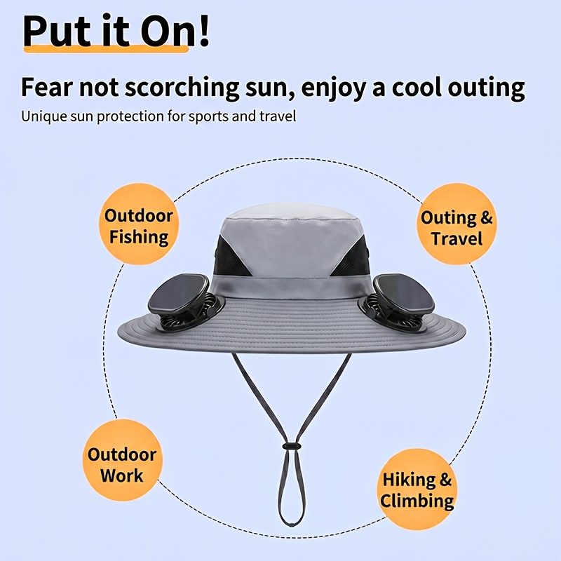 fathers day gift for men summer must   protection fan cap with solar fan and usb charging design lightweight wide brim strong   suitable for fishing hiking mountain climbing and daily outdoor wear sun protection and   Product details 6