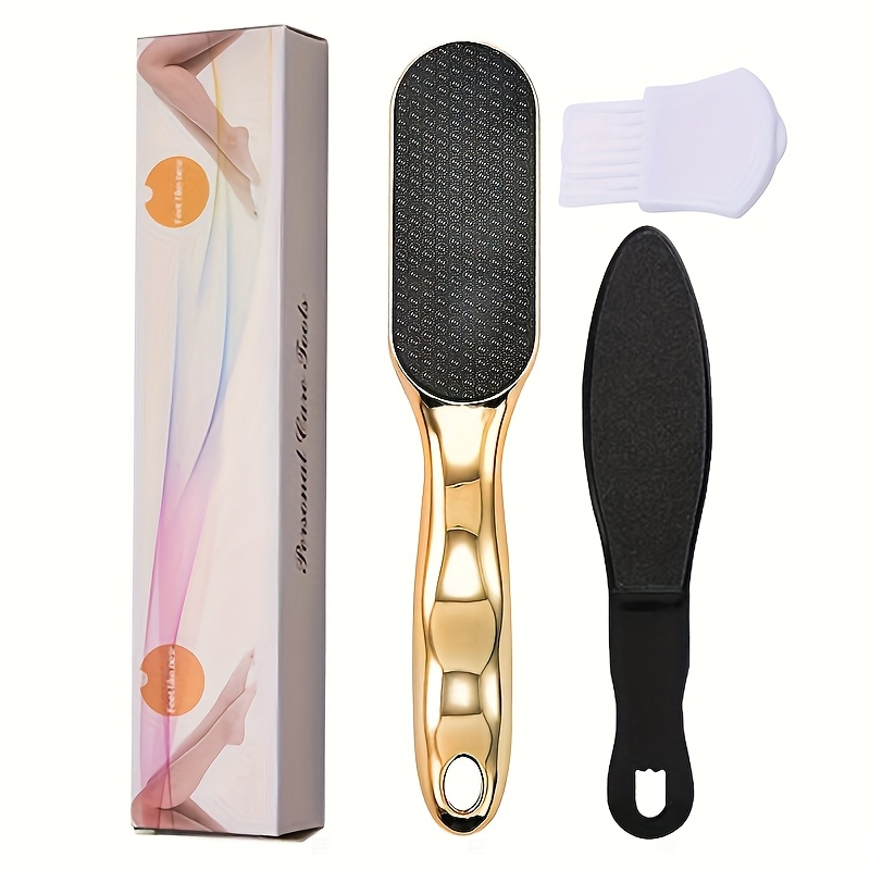 

3pcs Glass Foot File Set With Electroplated Case - Dual-sided, Odorless Pedicure Tools Including Heel Scraper & Callus Remover With Ergonomic Handle, Easy-, Ideal For Travel Or Home Use