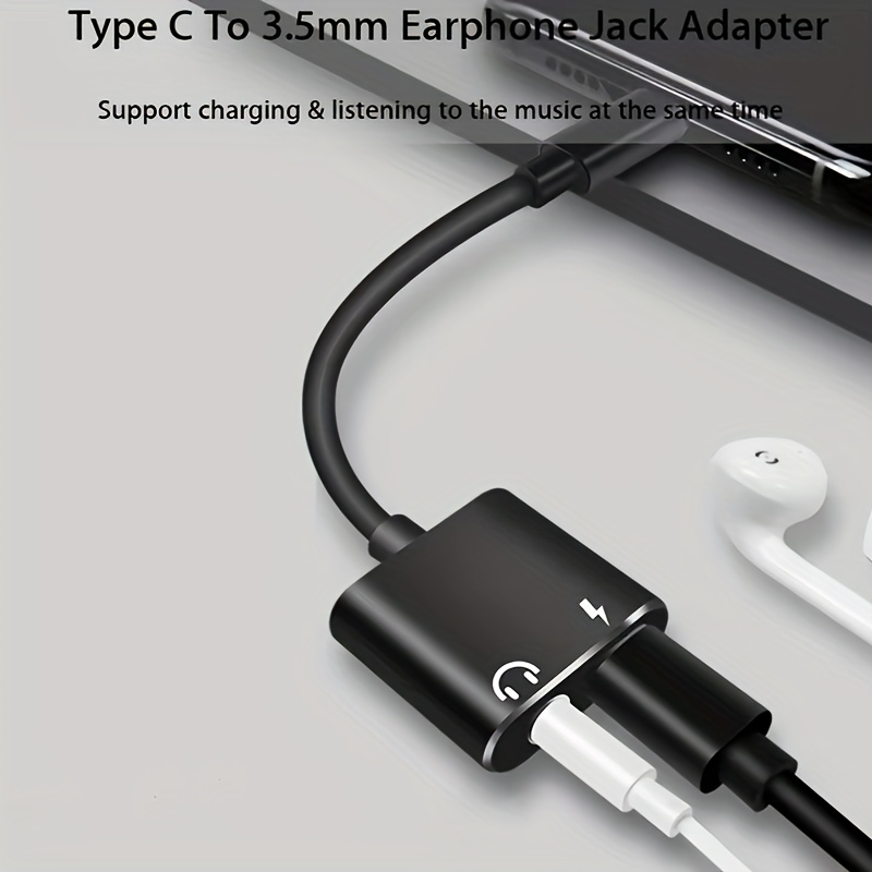 

Usb Type-c Audio Charging Adapter 2 In 1 Type C Male To Female 3.5mm Headphone Jack + Charging Converter For Type C Port Phones