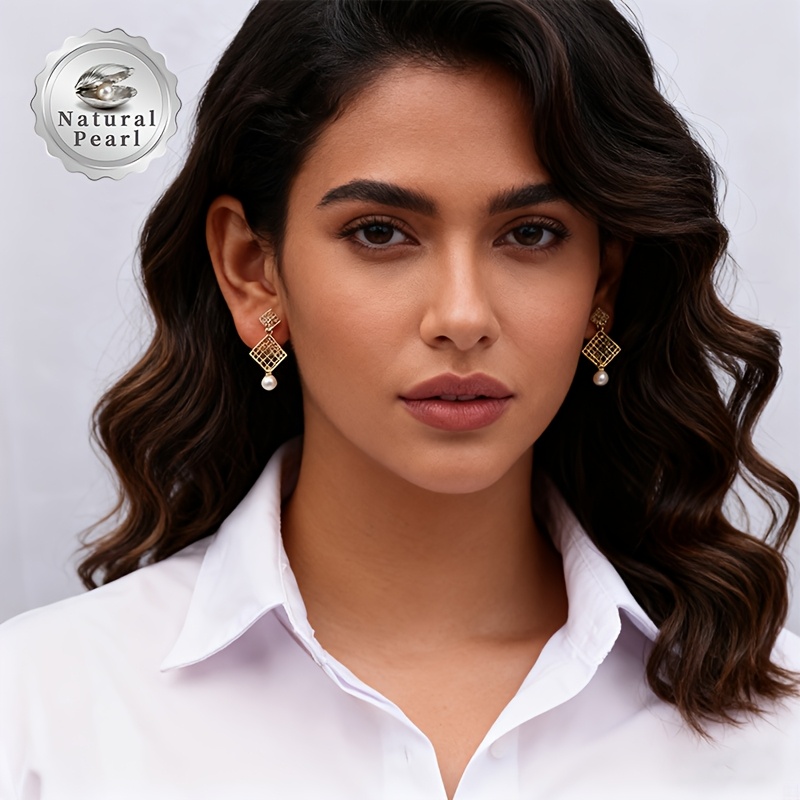 Women's Freshwater Pearls Oblong Drop Earrings Gift Set
