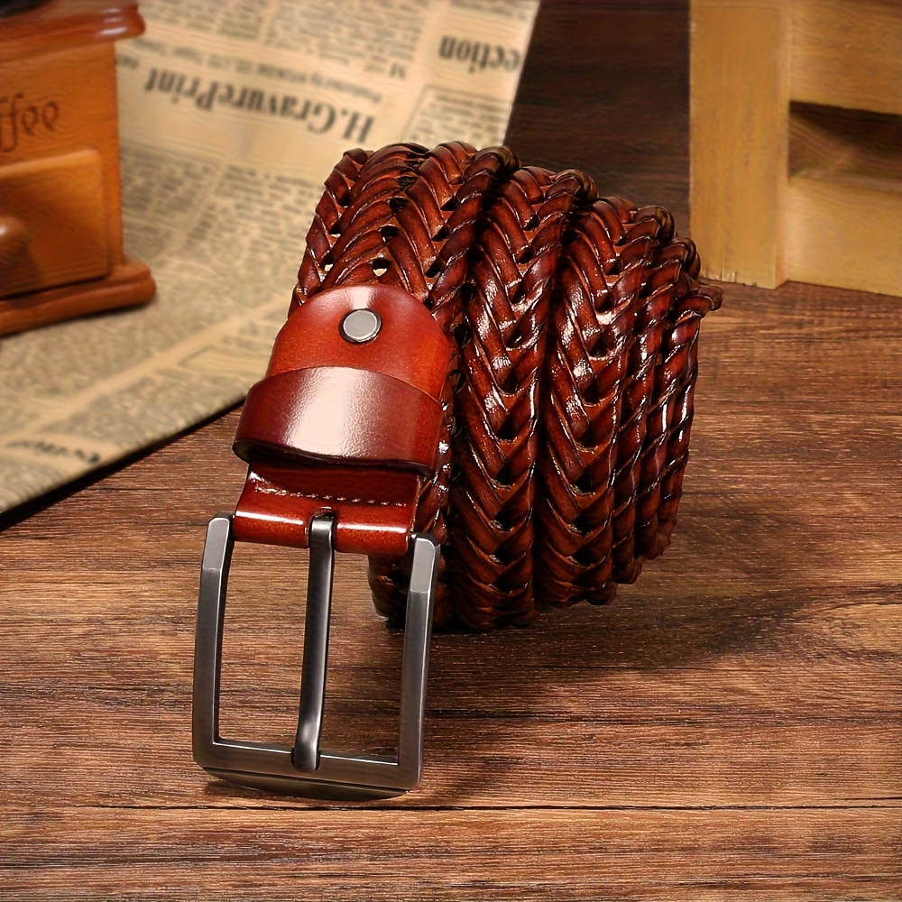 one classic retro mens belt made of double layered cowhide 4cm wide     with jeans cargo pants etc suitable for weddings parties and other occasions making it a great gift for autumn winter and christmas