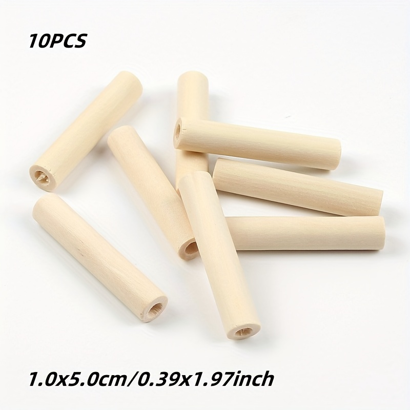 Image of 10x50mm Natural Hollow Tubular Wooden Beads, 10pcs, , Suitable For Handmade Jewelry Accessories, Craft Materials, Diy Sewing, Shoe And Clothing Decoration Beads