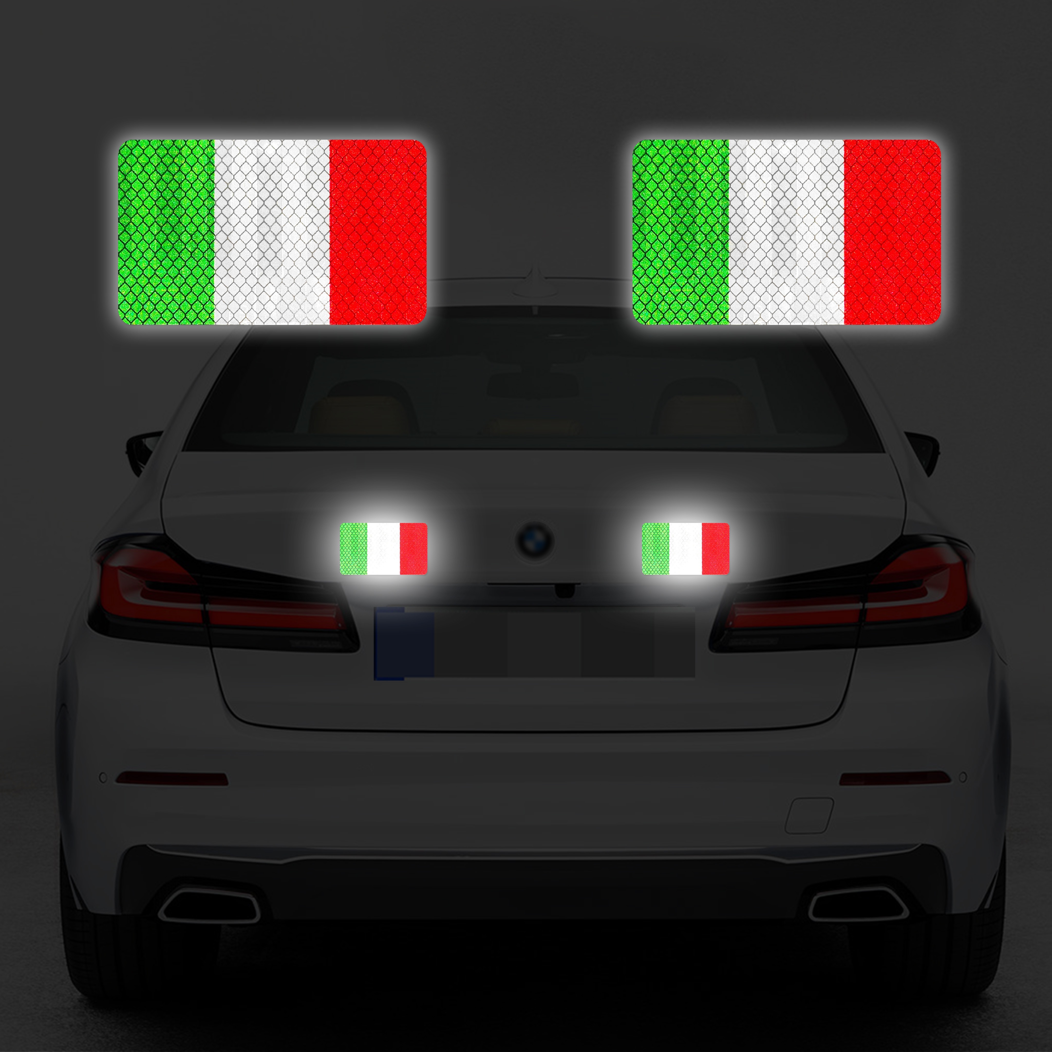 

Italian Flag For Car, Magnet Reflective Patriotic Italy Stickers 2 Packs, No Adhesive And High Brightness, Warning Safety Magnetic Reflective Sheeting