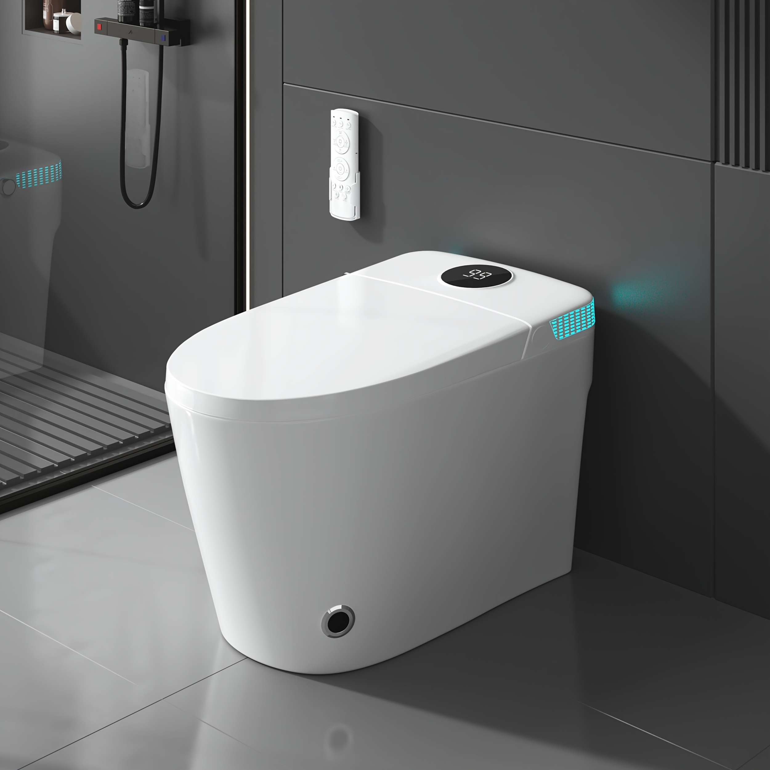 Bidet Smart Toilet With Heated Seat, Night Light, Multiple Cleaning, With Dual Flush System And Versatile Flushing Modes, Removable Spray Rod, Dryer, Bathroom Slow-close, Silent, Energy-saving Mode, Leakage Protection — Zaynora Luxury Marketplace