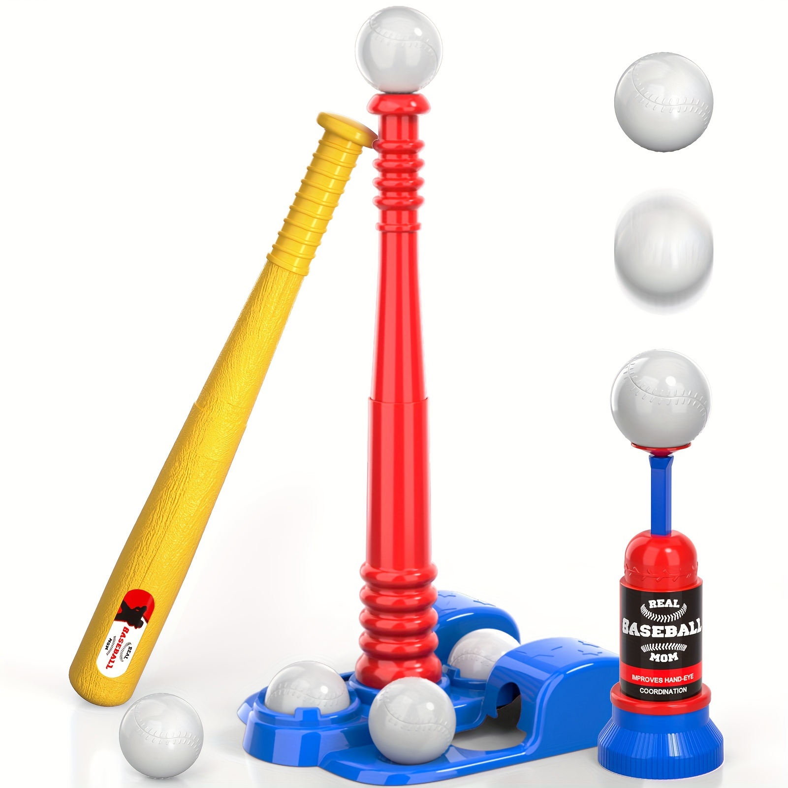 

T Ball Set Toys For Kids 3-5 5-8, Kids Baseball Tee For Boys Includes 6 Balls, Auto Ball Launcher, Outdoor Outside Sports T Ball Set Toys Gifts For 3 4 5 6 Year Old Boys Kids