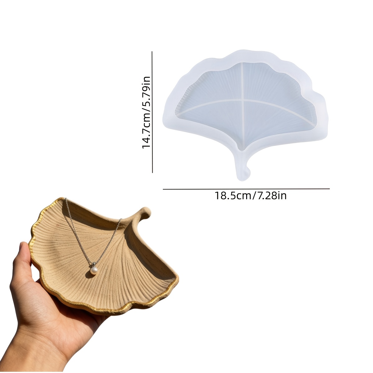 1pc Concrete Ginkgo Leaf Tray Silicone Mold Handmade Shape Jewelry Storage Tray Dish Tray Molds Craft Gift Plaster Resin Mould