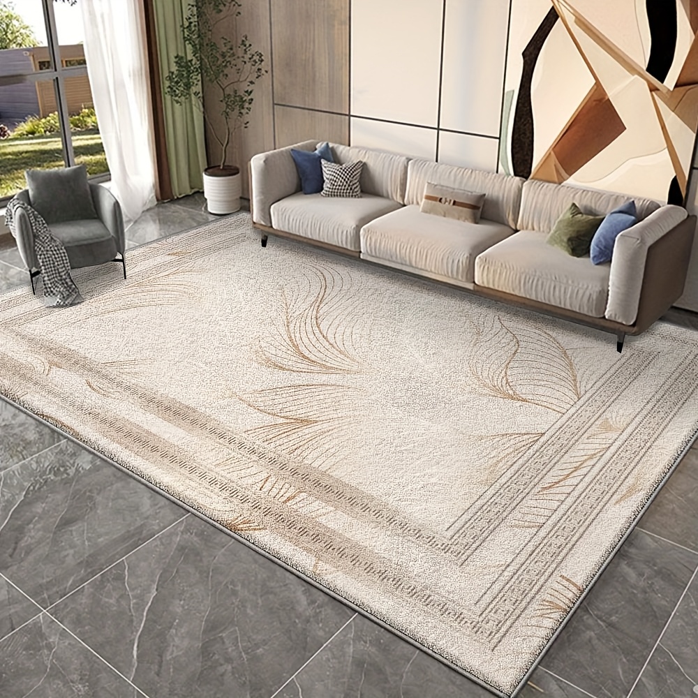 [ Goods] Qilu Extra Large Luxury Floor Mat - Heavy 850G Beige And Brown Beige Abstract Geometric Pattern, Soft Fluff, Machine Washable Large Area Floor Mat, Suitable for Living Room, Bedroom, Office - Beige Brown Floor Mat