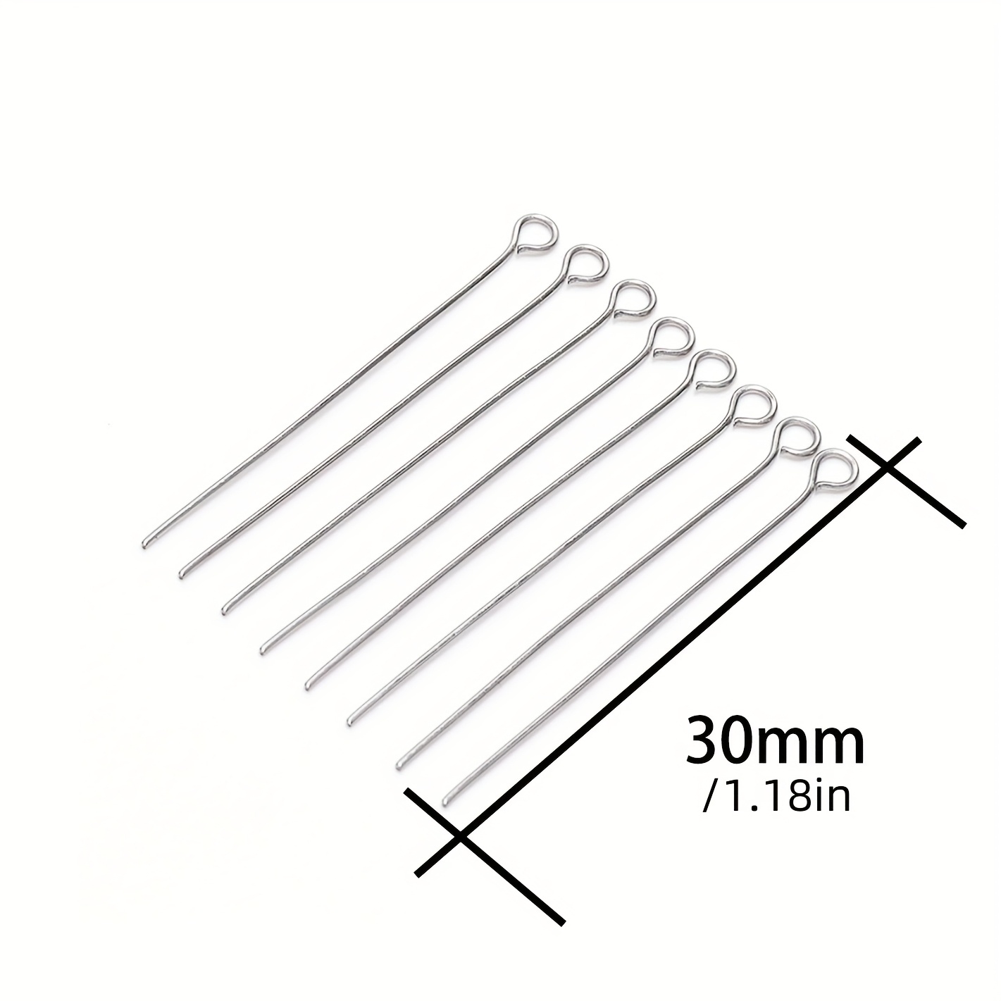 Image of 100pcs 15-70mm Stainless Steel Eye Pins Head Pins For Diy Earrings Necklaces Earrings Jewelry Making Accessories