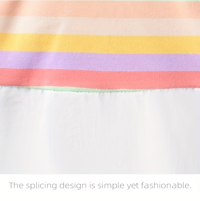 A New Baby Girl'S Summer Dress, Featuring Striped Short Sleeves And a Faux Two-Piece Design, Made of Pure Cotton, Perfect for Little Ones.