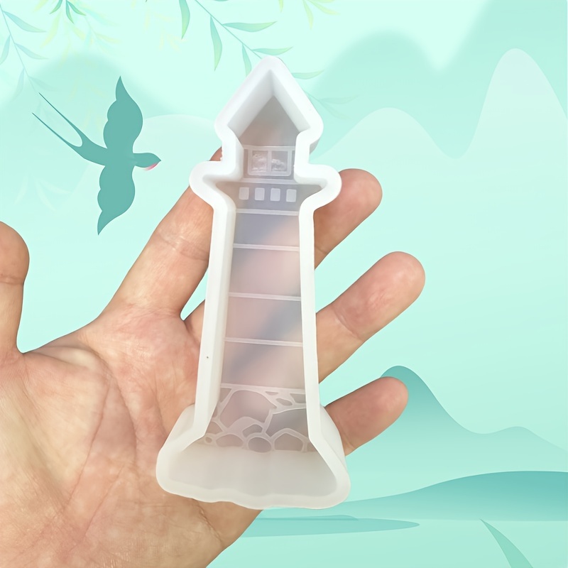 Image of 1pc Lighthouse Shaped Silicone Resin Mold - Epoxy Resin Casting Mold For Car Freshener, Aroma Beads, Candles, Soap - Irregular Diy Craft Mold