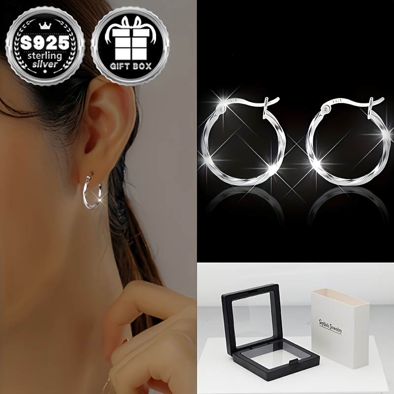 

2pcs Women' Drop Earrings, Classic Minimalist Geometric Round Earrings, Weighing 1.69 Grams Made Of 925 Silver, Suitable For Everyday Parties, Vacations, And Valentine's Day Gifts.