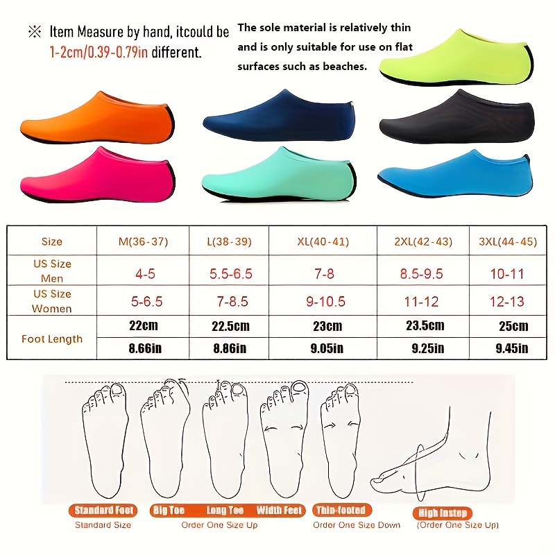 1pair Quick- Beach Socks with Soft Sole for Snorkeling, Swimming, Boating, Hiking, Surfing - Breathable and Lightweight