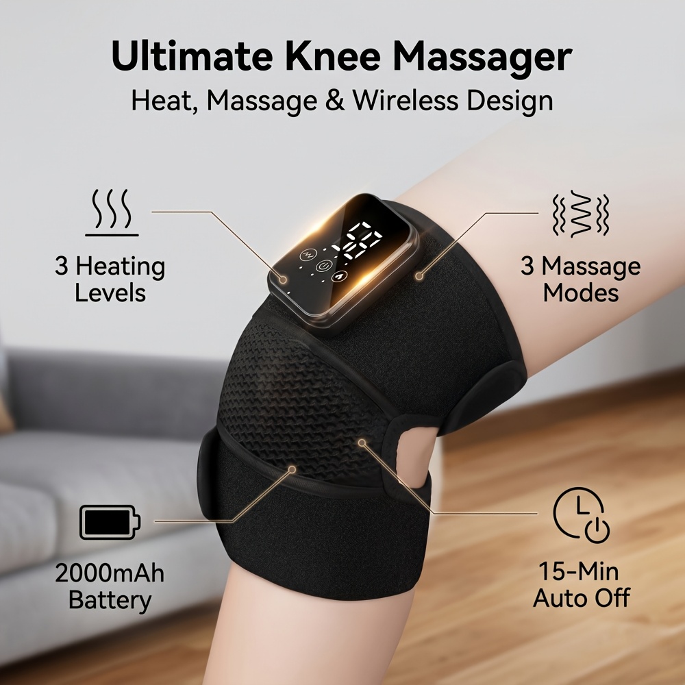 Rechargeable Knee Heating Massager with USB Cable, 3-Level Temperature Settings
