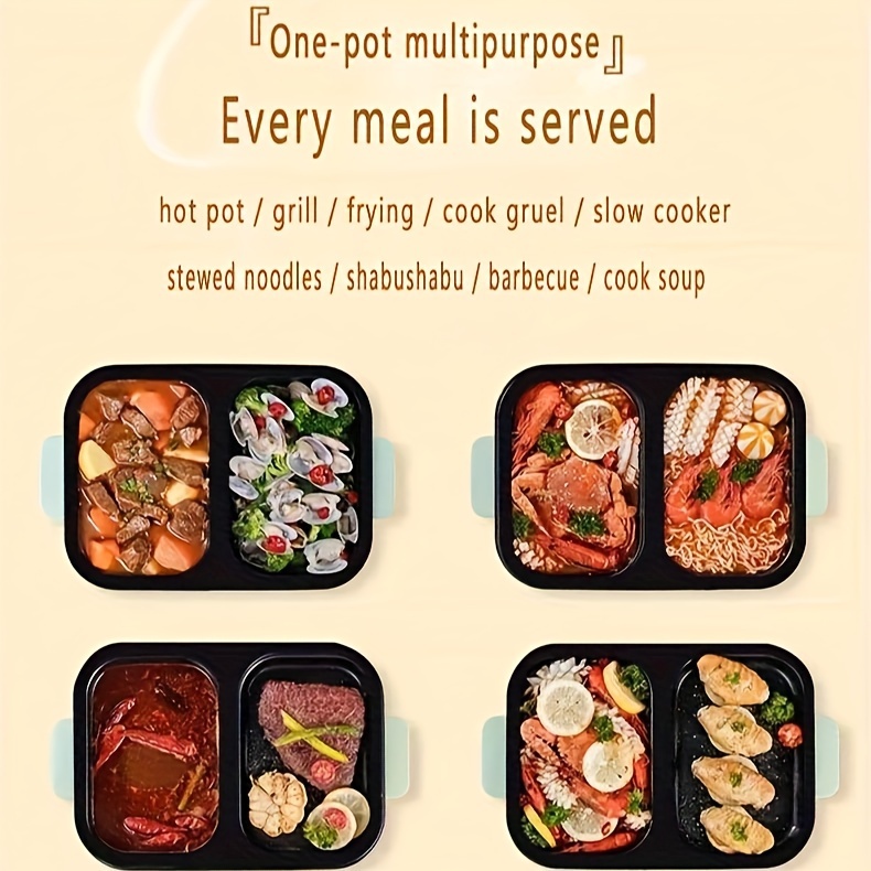 european standard 220v 2 in 1 multi functional electric bbq grill hot pot small electric hot pot for 1 3 people perfect for bbq hot pot and soup details 5